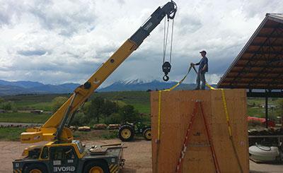 crane lifting crate